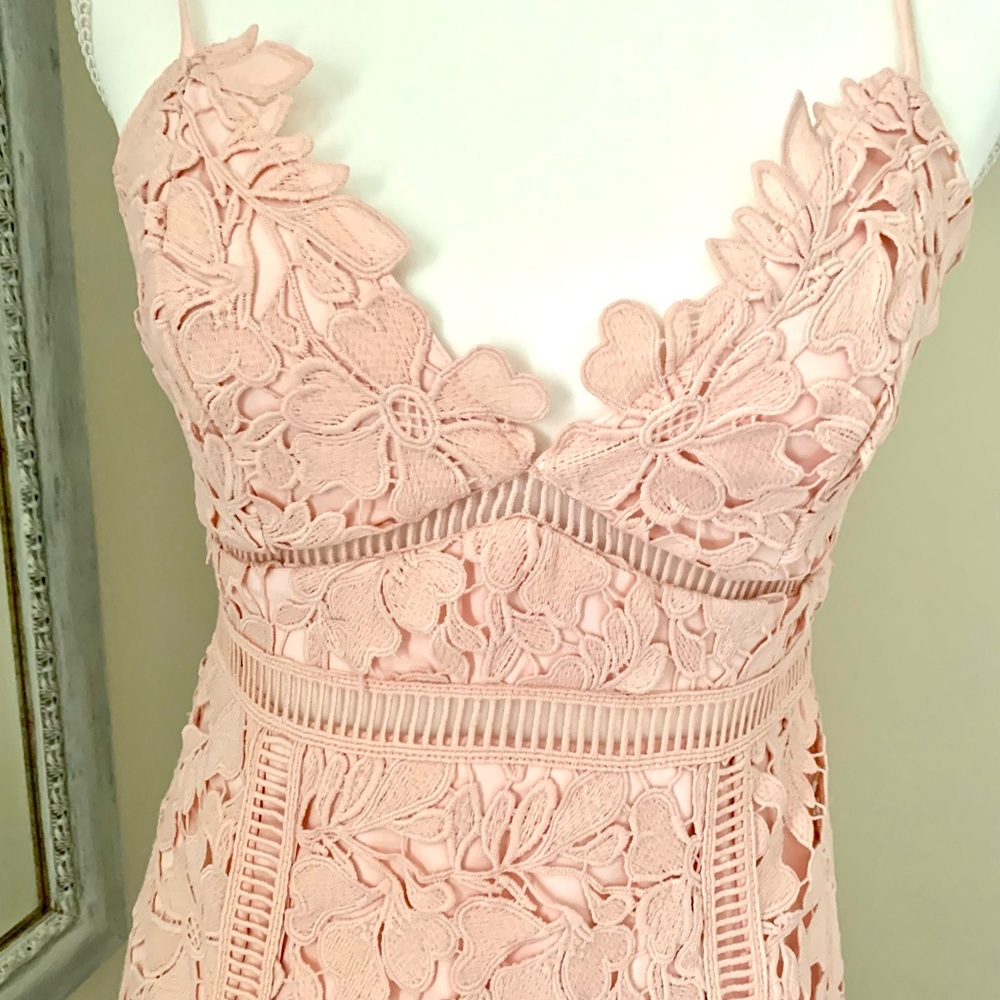 Blush pink lace dress